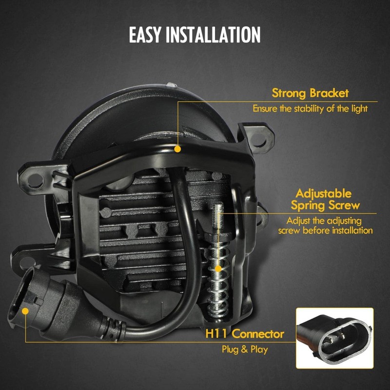 Partsam 12V LED Fog Lights Assembly Kit 54W 5000LM Compatible
