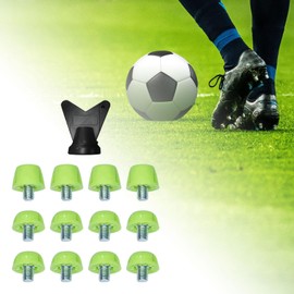 perfk Pack of 12 football boots studs, replacement spikes, stable, non-slip M5 threaded screw, football boot studs for men's football boots, competitions, Green 7 x 10 mm