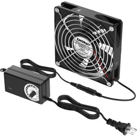 Enokay 120mm DC 12V Powered Fan with AC 100V 240V Adjustable Speed Controller 3000RPM High Speed Big Air Flow for DIY Cooling Ventilation Air Exchange Air Exhaust, Electronic Device Component Cooling