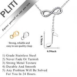 PLITI Quaver Necklace Eighth Note Gift Musical Note Gift Music Lover Gift Music Teacher Appreciation Gift Musician Gift (Quaver Y necU)