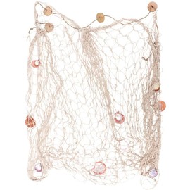 Shiwaki 1.5 x 2 m Decorative Fishing Net in Mediterranean Style, Fishing Net Decoration, Maritime Decoration, Marine Wall Decoration Net, Nautical Fish Net with Shells for Interior Decoration