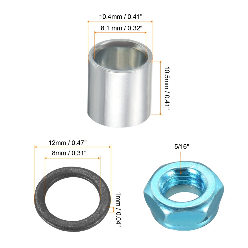 PATIKIL Skateboard Truck Hardware Kit Skateboard Truck Lock Nut Axle