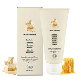 Beef Tallow Sunscreen SPF 30, Organic Sunscreen Water Resistant, Beef Tallow Skincare Sun Cream, Zinc Oxide, 85g