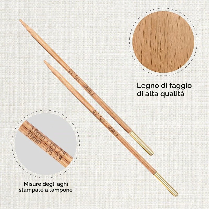 KnitPro - Knitpro Basix Birch Intercambiabile 3,00 mm Tips a