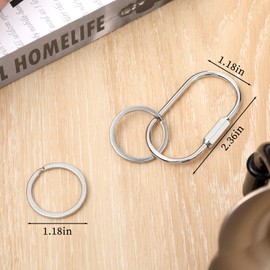 Exircy Silver Screw Lock Key Organizer 2 Pack Brass Keys Rings Chain Bulk Key Chain Organizer Holder with 4 Rings Lock Keys Organizers for Men Women