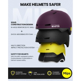OutdoorMaster MIPS Snow Helmet for Men, Women & Youth, 8 Vents, PC Shell & EPS Foam, Dial Fit, Certified for Skiing & Snowboarding
