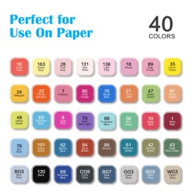 40 Colours Alcohol Markers,Art pens set for Artists（Beginners or Adults) colouring,Permanent Art Markers Perfect for Colouring,Highlighting,Anime and Manga Design