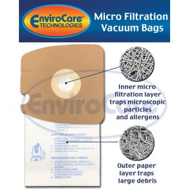 Envirocare Replacement Micro Filtration Vacuum Cleaner Dust Bags made to fit Eureka Style MM 60297A Style-10. Replaces Part# 60295C (Mighty Mite Vacuums) 36 pack
