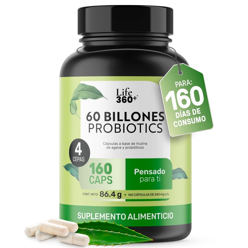 LIFE 360 Probióticos 60 Billones 4 Cepas 160 cápsulas 540mg