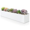 DR&Co Modern White Rectangle Planter Box, 16" Metal Planter Perfect