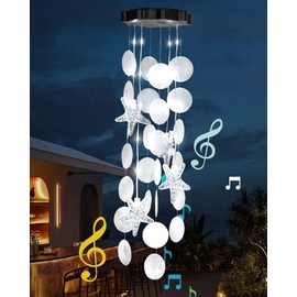 Solar Wind Chimes Decorative Lights for Outside,Shells Lights Gifts for Mom Grandma Women Wife Girls, Solar Hanging Lights for Holiday Garden Yard Window (White)