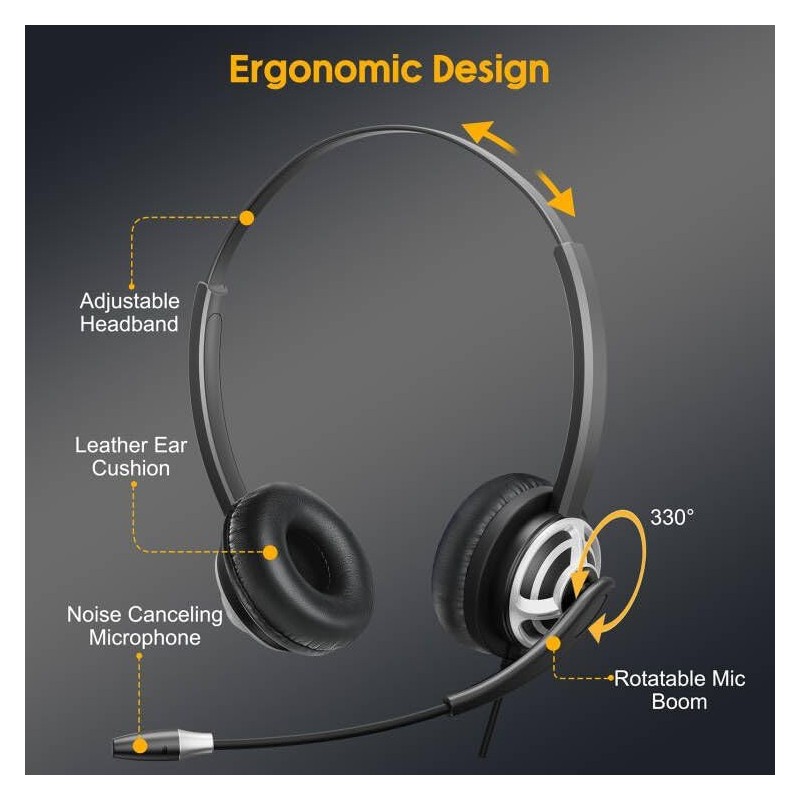 M805DUC USB headset dual ear with noise cancelling microphone for