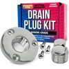 Stainless Steel Boat Drain Plug Kit, 1/2" Threaded Transom Plug,