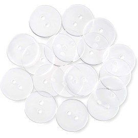 2-Hole Backing Buttons 30L Clear Colour Measuring 0.75in - 19mm Pack of 12