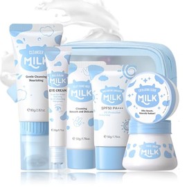 Evolvique Set De Cuidado Facial Con Leche Para Adolescentes - Regalo Ideal Para Chicas De 10 A 12 Años - Set Hidratante - Kit De Rutina De Cuidado Facial Para Mujeres - Cuidado Facial Para Niñas De 10