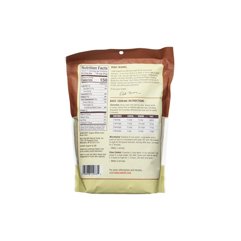 Bob's Red Mill Organic Brown Rice Hot Cereal, 24oz (Pack