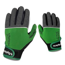 Murphys V2 Gaelic Football Kid's Gloves, Premium Latex Field Players Mittens, Durable Hook and Loop Closure, Grey and Green, 5 / Under 10Y