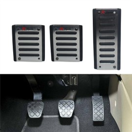 RSport Aluminium Racing Pedals with Non-Slip Rubber, Black Design Pedal Set for Gear Shift Vehicles Pedal Cover