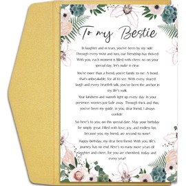 Qiliji To My Bestie Poem Birthday Card for Her, Sentimental Floral Birthday Card for Bestie Female Friends, Heartfelt Happy Birthday Card for Best Friend BFF Sister Soulmate