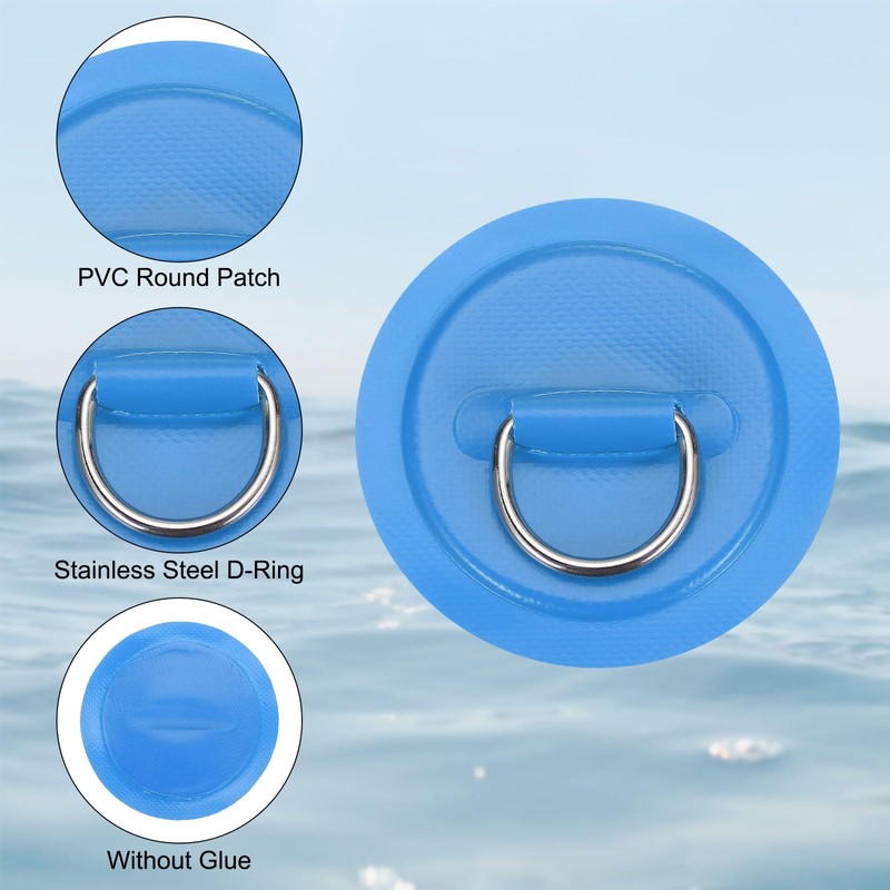 PATIKIL D-Ring Patch, 6 Pcs Stainless Steel D-Ring PVC Patch