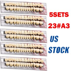 Unbranded 5 Set Dental Acrylic Resin Denture Shade #23 A3 Upper Lower Full Set (140PCS)