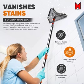 Maestrox 360° Rotating Maestrox Baseboard Cleaner Tool with Self-Squeeze Mop & 8 Pads