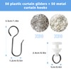 100pcs Curtain Hooks and Gliders Set, 50 Pcs Hooks and