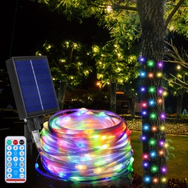 Solar Trampoline Lights Rope Lights 40ft, 120 LEDs USB Charge Trampoline Accessories Lights for Christmas Garden Backyard, 8 Color Modes String Lights for Outdoor Tent Camping Patio Tree Outside Decor