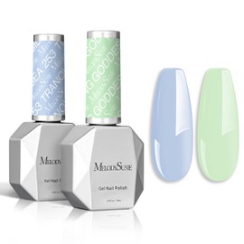 MelodySusie Thick Gel Nail Polish Set- 2 Pcs 15ML Baby Blue & Macaron Green Gel Polish Set Soak Off UV LED Christmas Gift for Women Nail Art Manicure Salon DIY Nail Design Decoration at Home