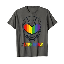 Power Rangers Rainbow Helmet and Text Love Wins T-Shirt