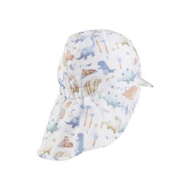 Sterntaler Peaked Cap Neck Saurier – Boys Hat Made of Cotton – UV Protection 50+ Summer Hat with Neck Protection – Sun Hat with Batiste Lining (Organic) – Baby and Children's Headpiece, White, 49