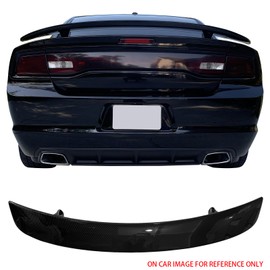 IKON MOTORSPORTS, Trunk Spoiler Compatible with 2011-2023 Dodge Charger, OE Style Carbon Fiber Print ABS Plastic Rear Trunk Lid Spoiler Wing Lip