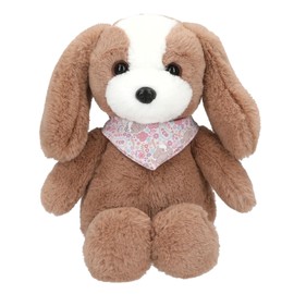 Depesche 13172 Princess Mimi Soft Toy Dog Milo in Brown/White with Long Floppy Ears, Approx. 25 cm Plush Toy with Floral Neckerchief