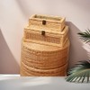 UoeRing Rattan Decorative Box With Lid, Glass Display, Rectangular, Set