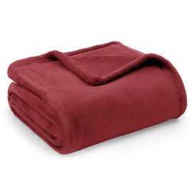 Bedsure Cuddly Fluffy Fleece Blanket, Warm Winter Soft Sofa Blanket, Small Blanket, Couch Blanket, Cuddly Blanket, Children's Living Blankets, 130 x 150 cm, Sofa Throw Blanket, Red