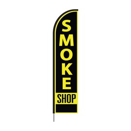 Smoke Shop Sign Banner - Smoke Shop Feather Flag Pole Kit Outdoor Business Advertising Display, 15ft
