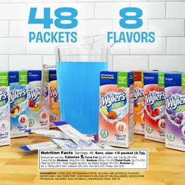 Wyler's Light Drink Mix Packets - 8 Pitcher Packs (12qt) - Lemonade, Kiwi Strawberry, Pink Lemonade, Fruit Punch, Raspberry, Strawberry, Grape, Peach Iced Tea - In a Singles to Go Box