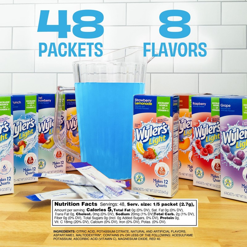 Wyler's Light Drink Mix Packets - 8 Pitcher Packs (12qt)