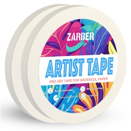 ZARBRE Artist Tape, 2 Pack White Art Tape for Watercolor Paper, Medium Tack Masking Drafting Tape for Painting Canvas Framing, Acid-Free, 0.5in Wide 328FT Long Total