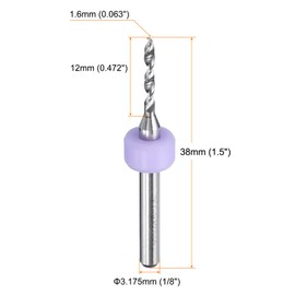 QUARKZMAN 20pcs Micro PCB Drill Bits 1.6mm / 0.063" Tungsten Steel Carbide Twist Mini Drill Tool with 1/8" Shank for PCB CNC Engraving