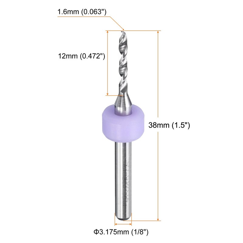 QUARKZMAN 20pcs Micro PCB Drill Bits 1.6mm / 0.063" Tungsten