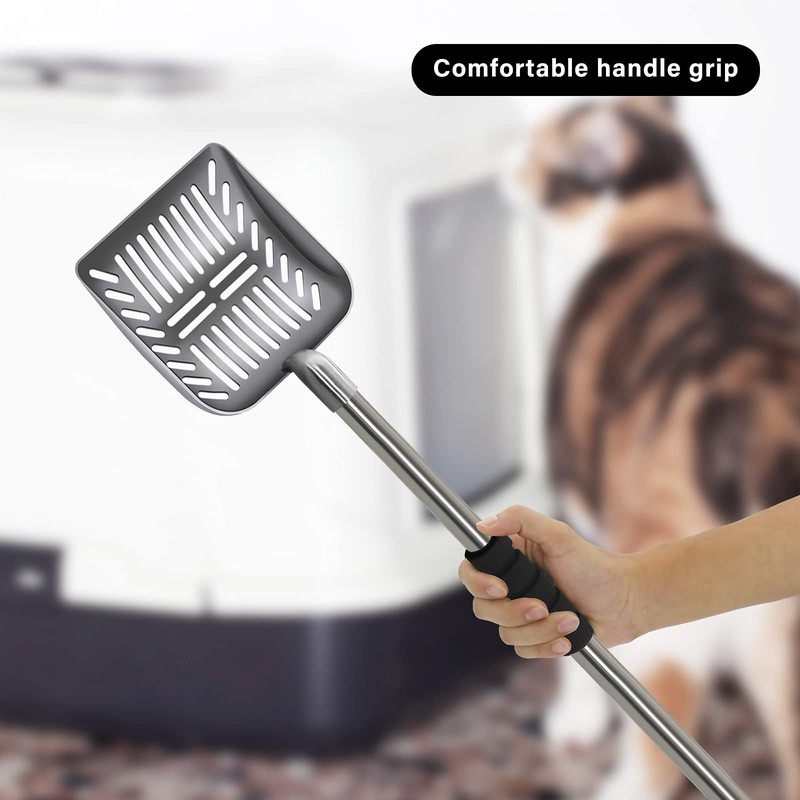 Acalu Cat Litter Scoop,Metal Long Handle Kitty Litter Coop Scooper,Heavy