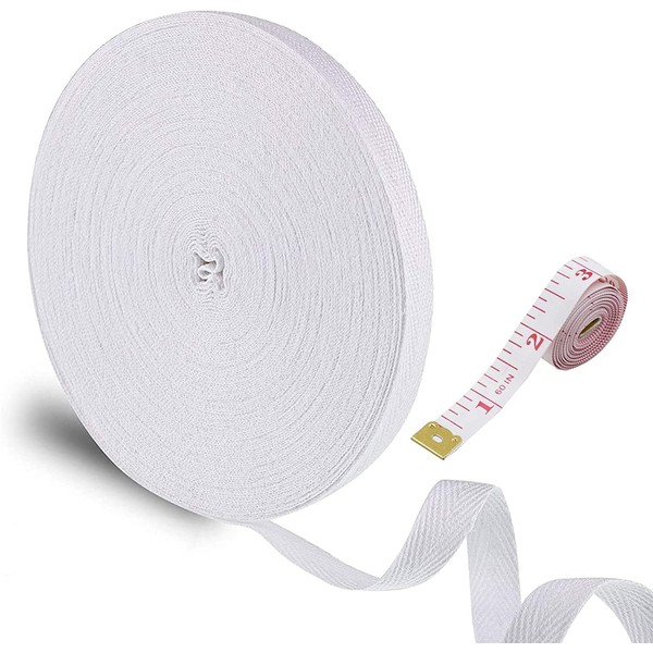 25mm Cotton Tape Bias Binding Tape, 50m Twill Webbing Tape,