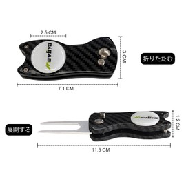 Golf Fork, Golf Equipment, Green Fork, Foldable, With Marker, Golf Club Stand, Repair Tool, Pitchmark Accessories, Stainless Steel, Golf Equipment, Lightweight and Easy to Carry, Gift