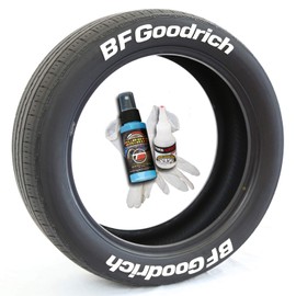 Tire Stickers BF Goodrich - Tire Lettering Add-On Accessory - Permanent DIY Kit with Glue & 2oz Touch-Up Cleaner / 19-21 Inch Wheels / 1.25 Inches/White / 8 Pack