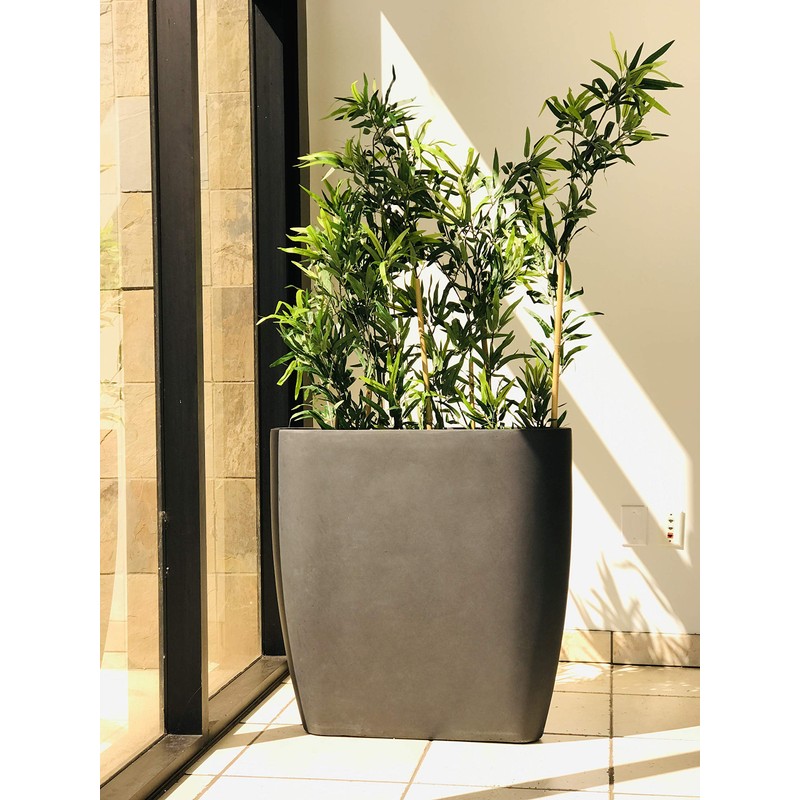 Lightweight Concrete Modern Tall Oval Outdoor Planter, Large