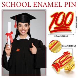 XunYee School Enamel Pin One Hundred Lapel Pin Employee Appreciate Label Pins Reward Pins for Students Classroom Teacher Employees Graduation Gift(12 Pcs)