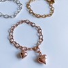 18k silver 925 double heart medal chain silver bracelet silver