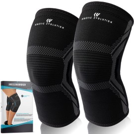 KINETIC EVOLUTION Pack of 2 Knee Support for Men and Women, Compression Knee Support, Sports Knee Pads for Running, Basketball, Sports, Volleyball, Weightlifting (XL, Black)