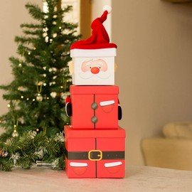 Luck and Luck Stackable Santa Boxes, Nested Christmas Eve Box, Father Box, 3 Tier Nest Stacking Box - 3 Pack Large